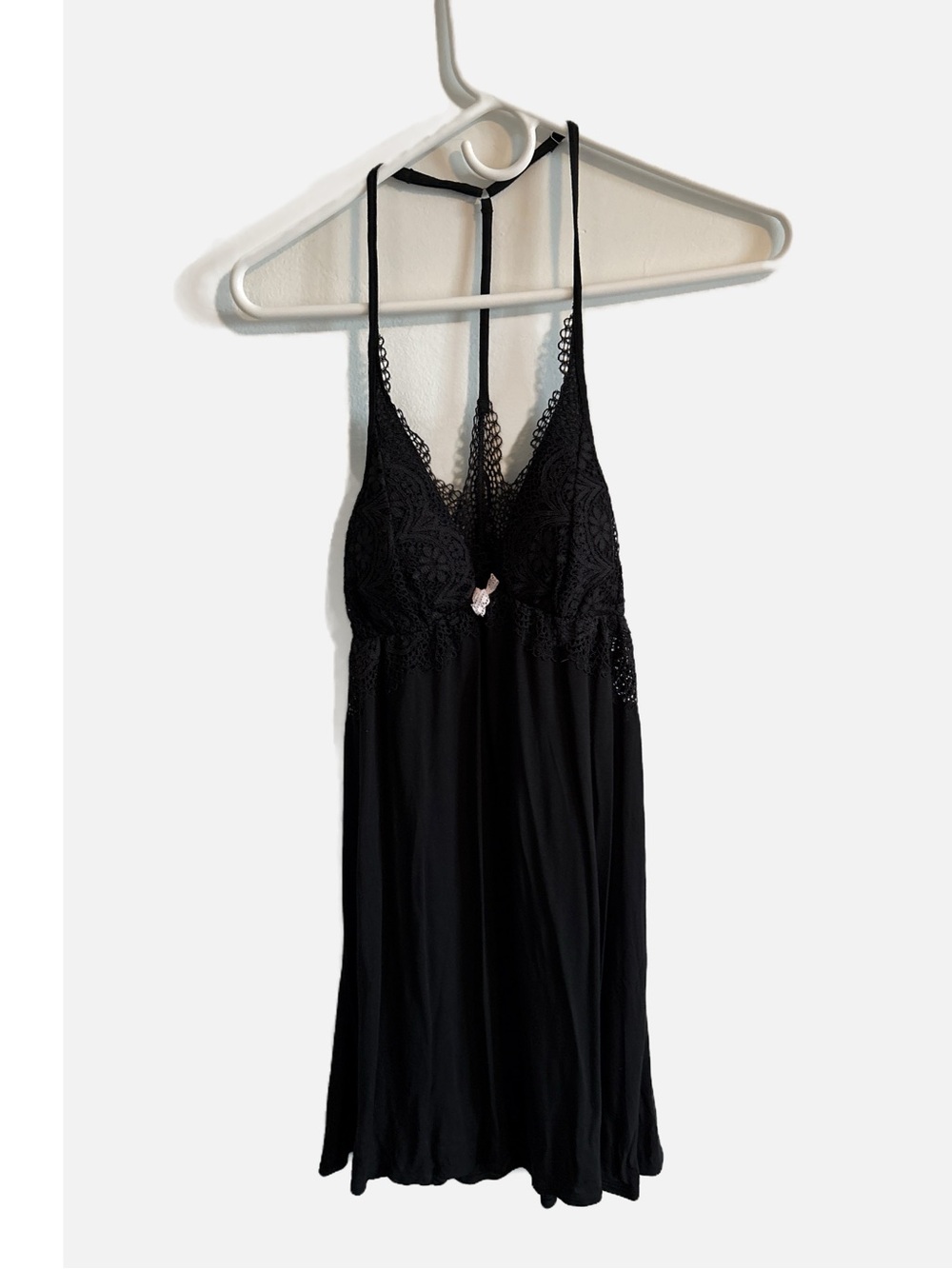 Victoria's Secret Black Lace Trim Racerback Babydoll Teddy‎ Dress